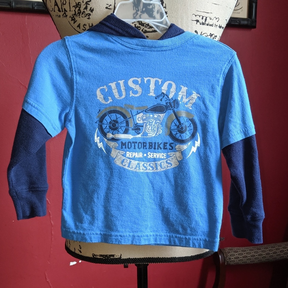 🦠3 for $8🦠 Healthtex motorcycle hooded shirt